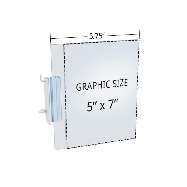 Two-Sided Acrylic Sign Holder W/ Pegboard Grippers 5W X 7H, PK10